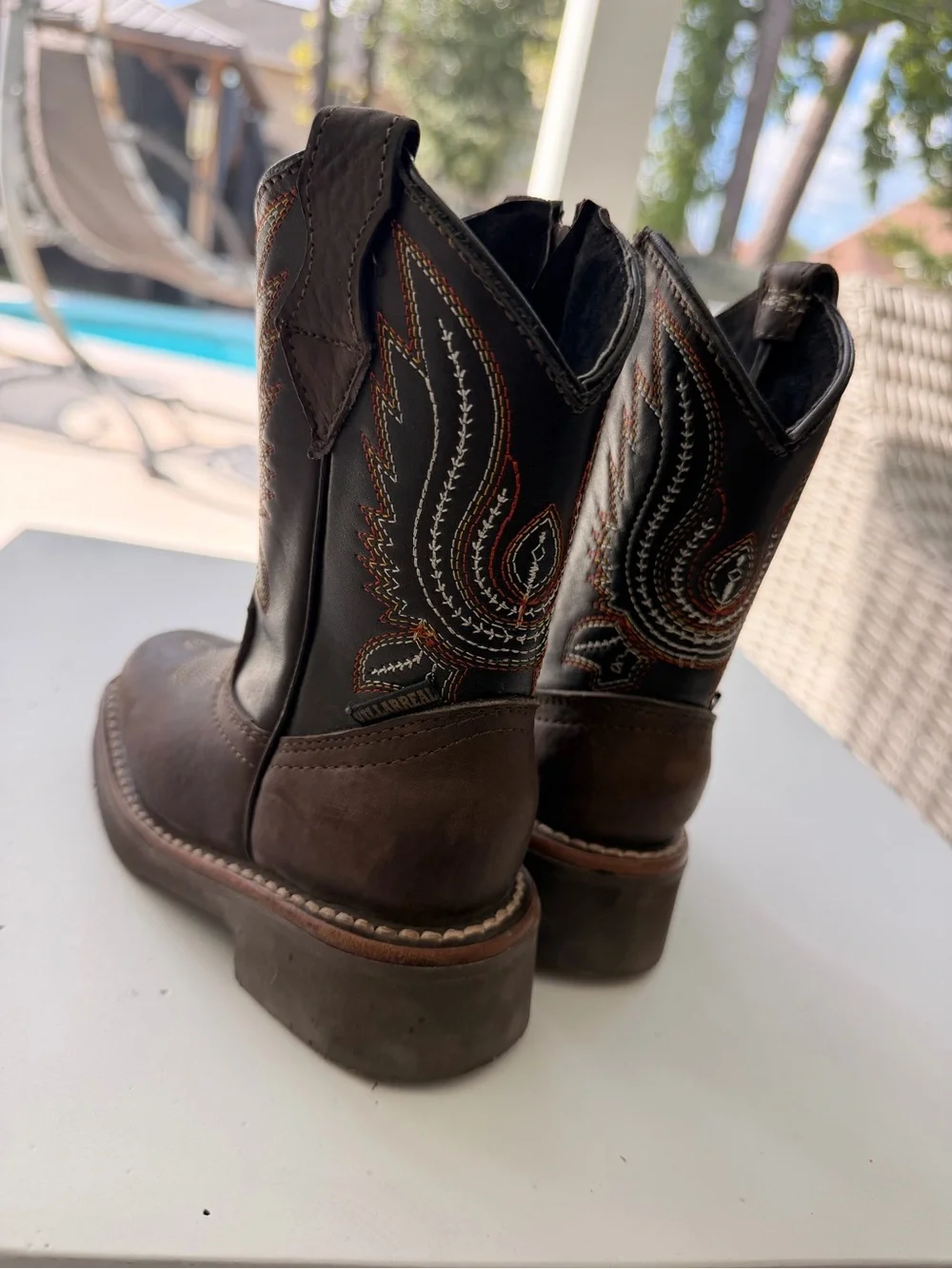 Kids Brown Embroidered Western Boots - Classic Cowboy Style